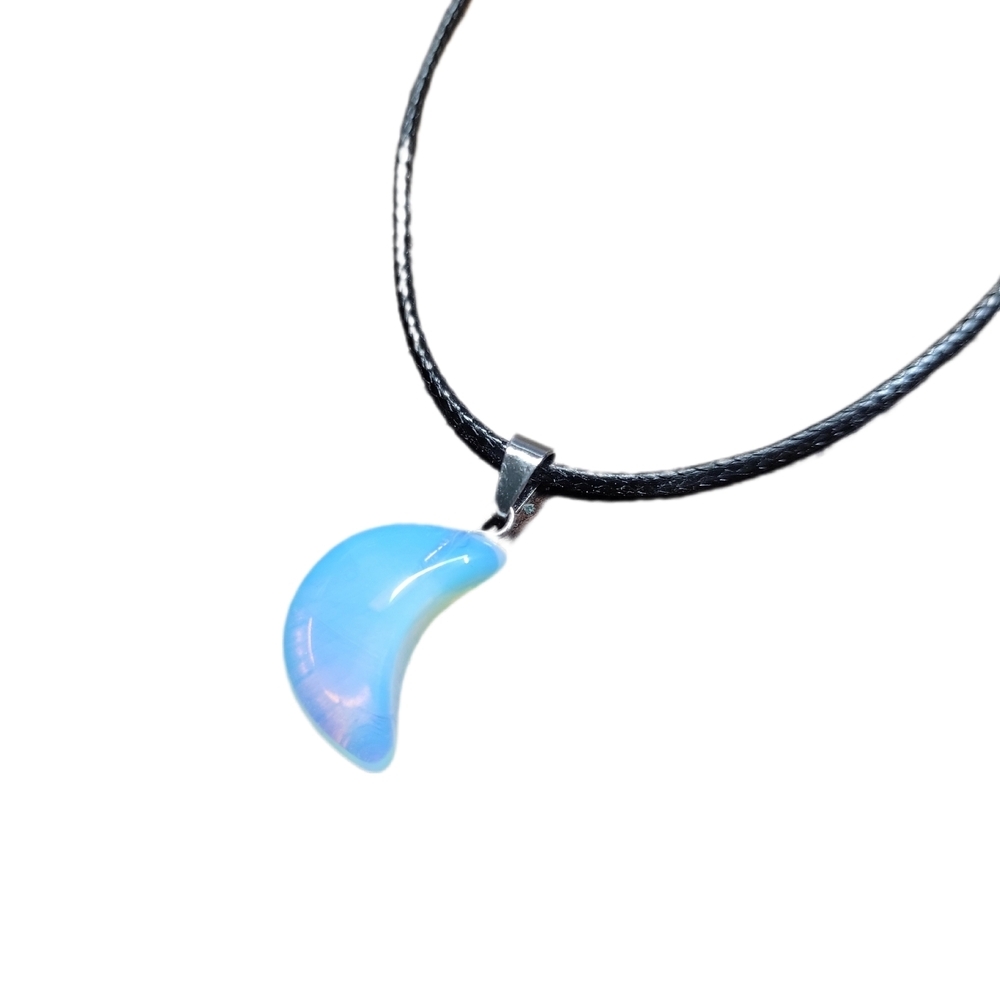 Hand Crafted Opalite Crescent Moon Pendant Necklace